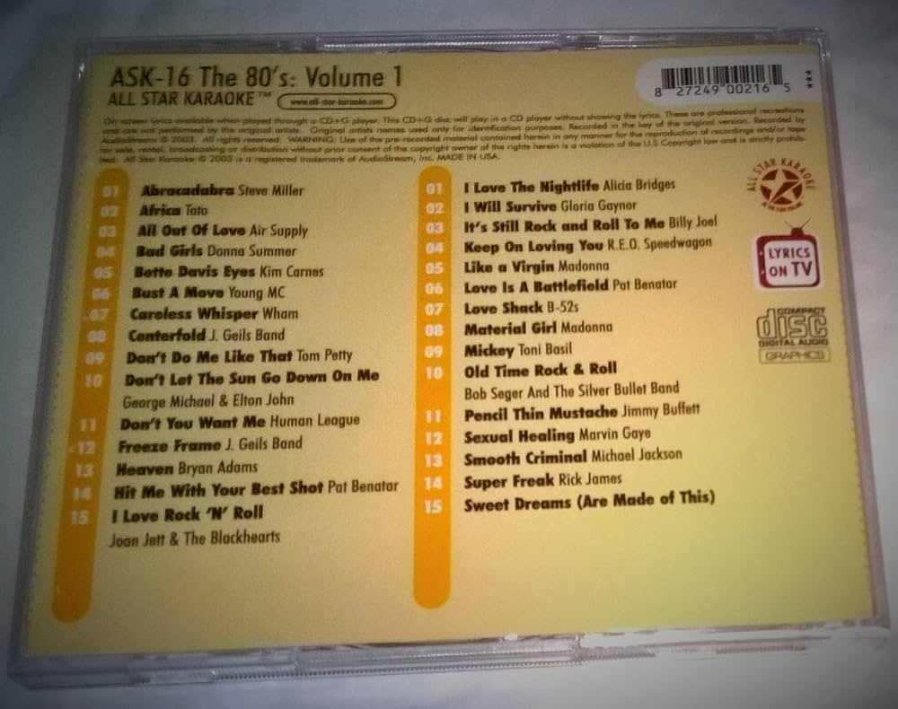 All Star Karaoke : The 80s Vol. 1 ASK-16 - Amazon.com Music